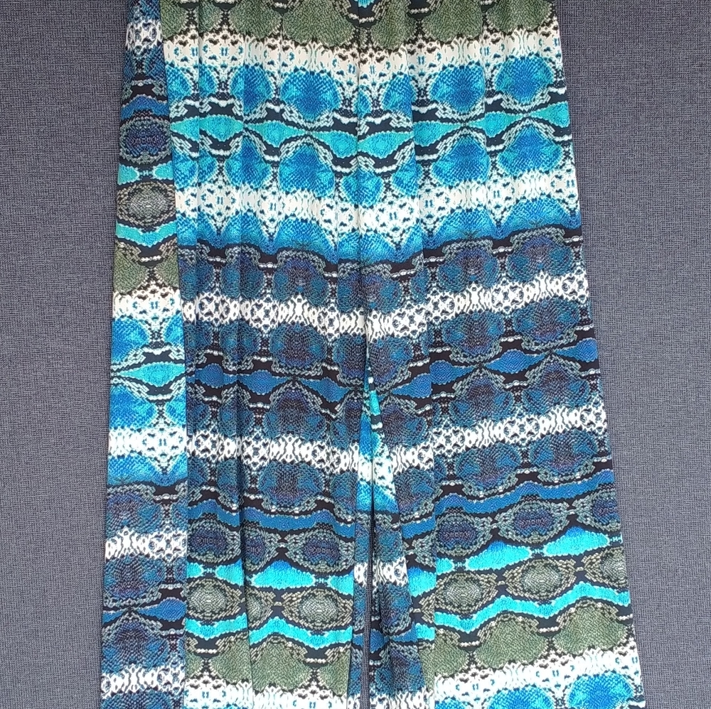 Hot Gal Women's  Boho Multicolor Pull On Flared Pants Stretch Flare XL Tall